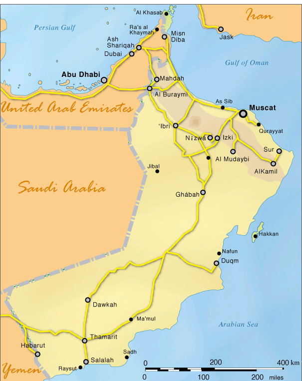 Road Map Of Oman